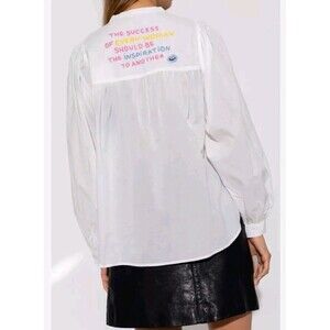 Zadig & Voltaire Sabrina Williams Quote Blouse Shirt Top White Sports SM NWOT